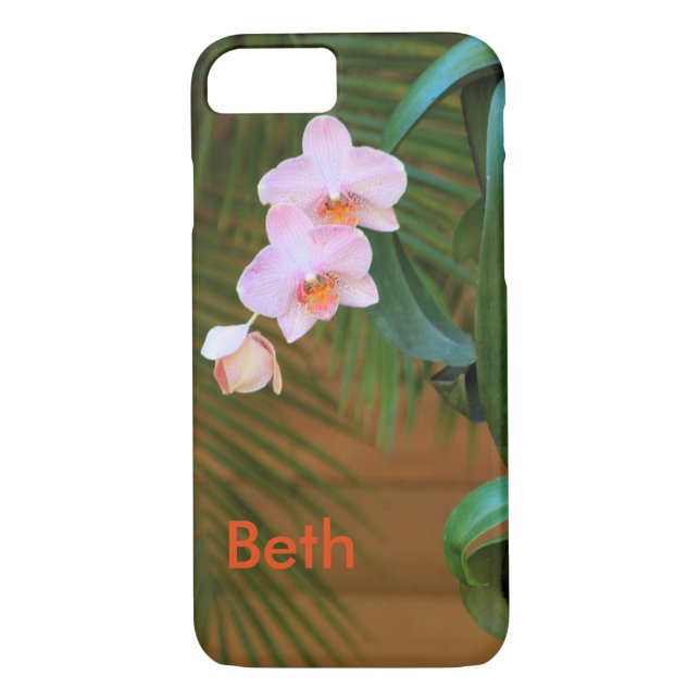 funda para iPhone 7 Plus con orquídeas rosas (Reverso)