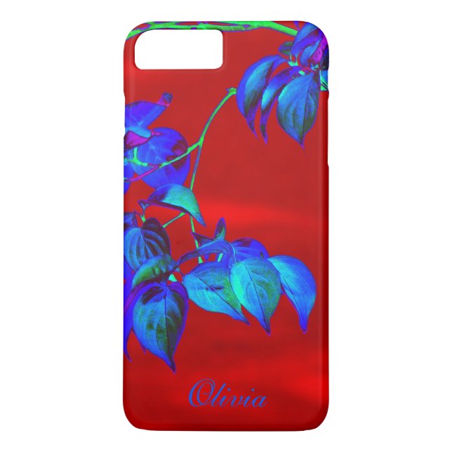 Funda para iPhone 7 Plus Red Sky Blue Leaves (Reverso)