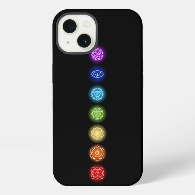 Funda Para iPhone 7 Símbolos de Chakra | Negro (Reverso )