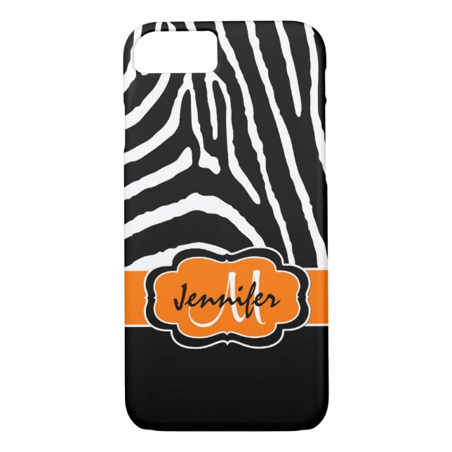 funda para iPhone 7 | Tiras de cebra | NARANJA (Reverso)