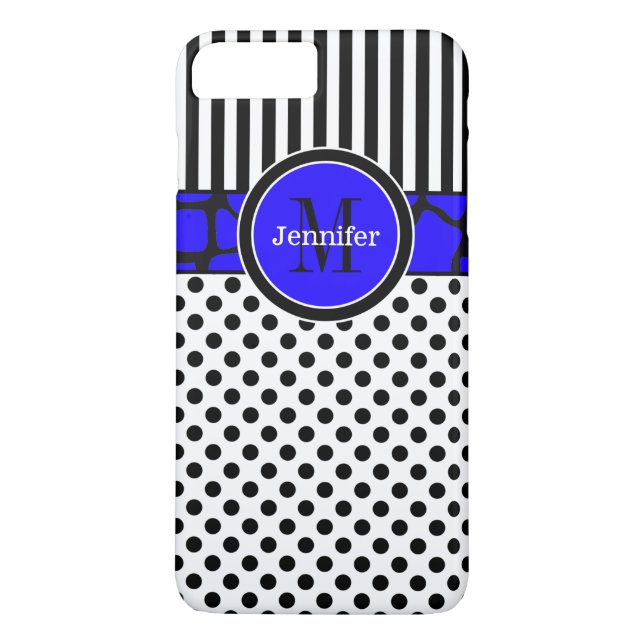 funda para iPhone 7 | Tiras, puntos | Azul (Reverso)