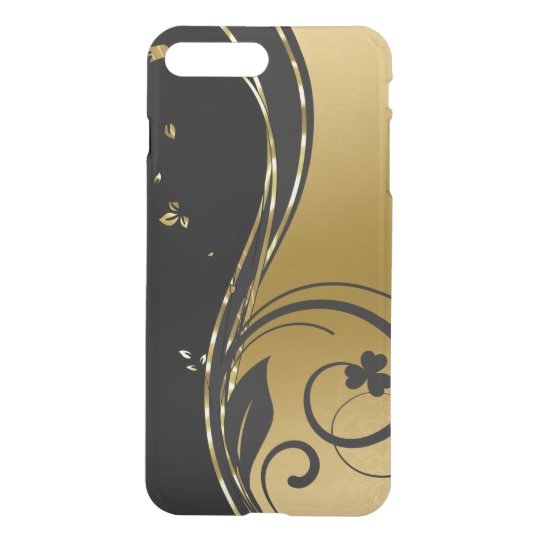 Funda Para iPhone 8 Plus/7 Plus Diseño floral de los remolinos del oro negro y