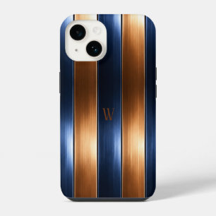 Funda Para iPhone 14 A rayas azules y marrones