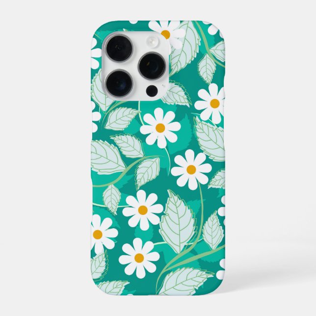 Funda Para iPhone A seamless floral pattern features white daisies (Reverso)