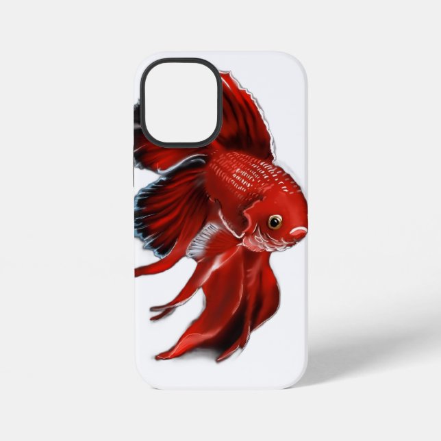 Funda Para iPhone A vibrant red betta fish swimming. (Reverso )