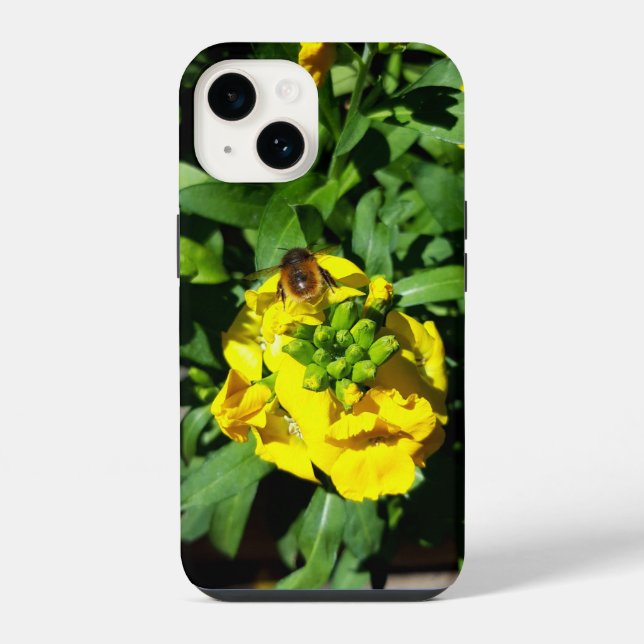Funda Para iPhone Abeja a las flores amarillas (Reverso )