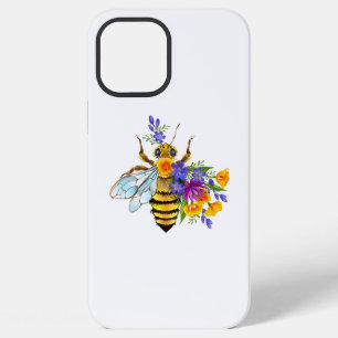 Funda Para iPhone 12 Pro Max Abeja de flor con plantas silvestres