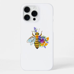 Funda Para iPhone 16 Pro Max Abeja de flor con plantas silvestres