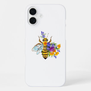 Funda Para iPhone 16 Plus Abeja de flor con plantas silvestres