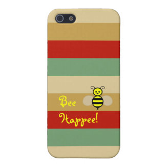 Carcasa Para iPhone 5 ¡Abeja Happee! Caja verde beige roja del iPhone de