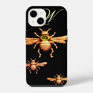 FUNDA PARA iPhone 14 ABEJORROS DE MIEL DE ORO, MONOGRAMA DE APICULTOR N