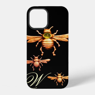 FUNDA PARA iPhone 12 ABEJORROS DE MIEL DORADA MONOGRAMA