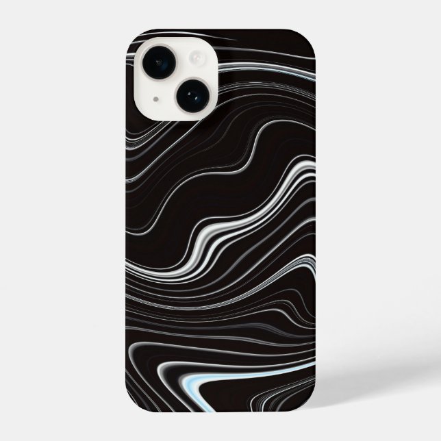 Funda Para iPhone Abstracción de onda blanca y negra (Reverso )