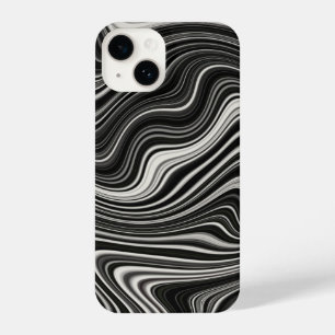 Funda Para iPhone 14 Abstracción de onda de cebra blanca y negra