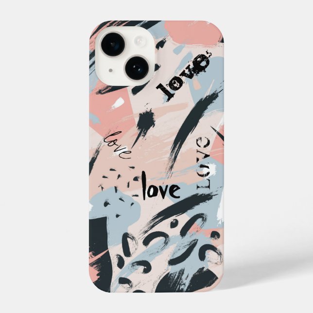 Funda Para iPhone Abstracción del Pastel negro rosa azul (Reverso )