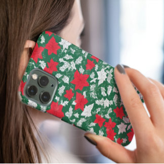 Funda Para iPhone 13 Pro Abstract design of poinsettia and Christmas roses