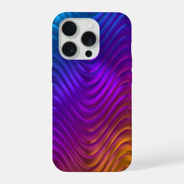 Funda Para iPhone Abstract Digital Waves Acid Psychedelic Design (Reverso )