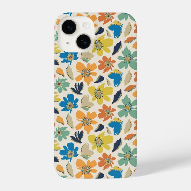 Funda Para iPhone Abstract Hand-Drawn Boho Floral Pattern (Reverso )