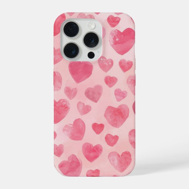 Funda Para iPhone Abstract Pink Hearts Background Love Phone Case (Reverso )