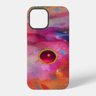 FUNDA PARA iPhone 12 ABSTRACTO AZUL ROJO DE COLOR ROJO CON GEMSTONE DE
