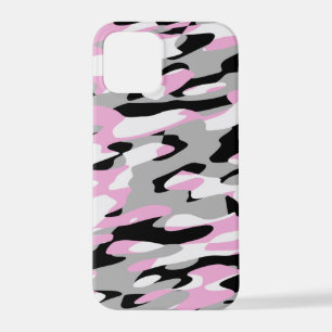 Funda Para iPhone 12 Pro abstracto de camo negro y gris rosa