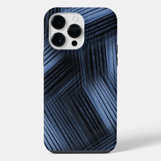 Funda Para iPhone Abstracto diagonal negro y azul (Reverso )