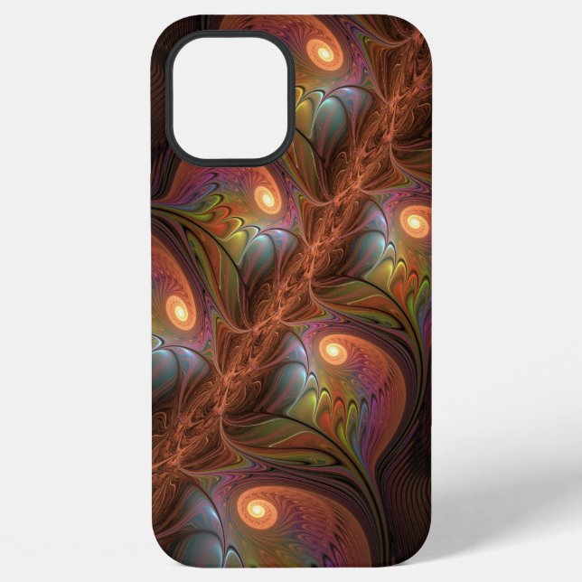 Funda Para iPhone Abstracto Fluorescente Colorido Psicodélico Fracta (Reverso )