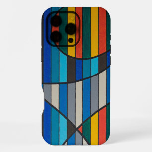 Funda Para iPhone 16 Pro Max Abstracto Geométrico con Franjas y Formas Audaces