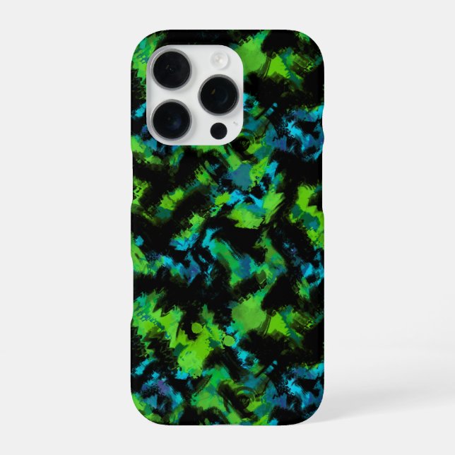 Funda Para iPhone Abstracto negro y verde (Reverso)