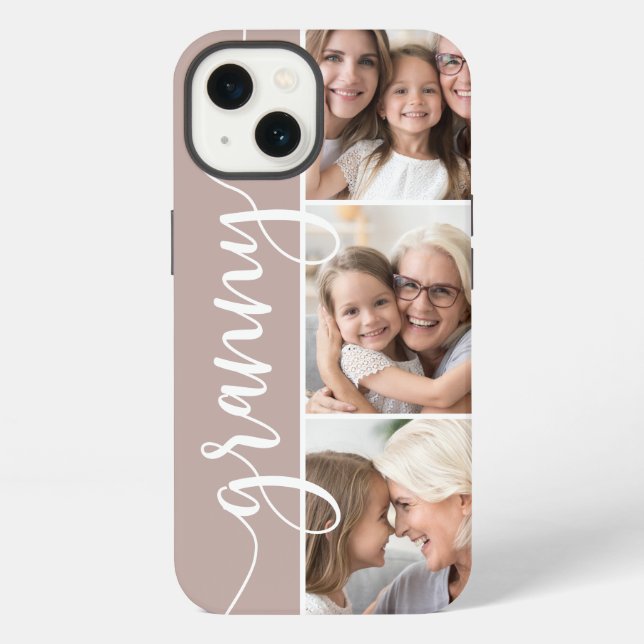 Funda Para iPhone Abuela Script Collage de Fotos de la Abuela (Reverso )