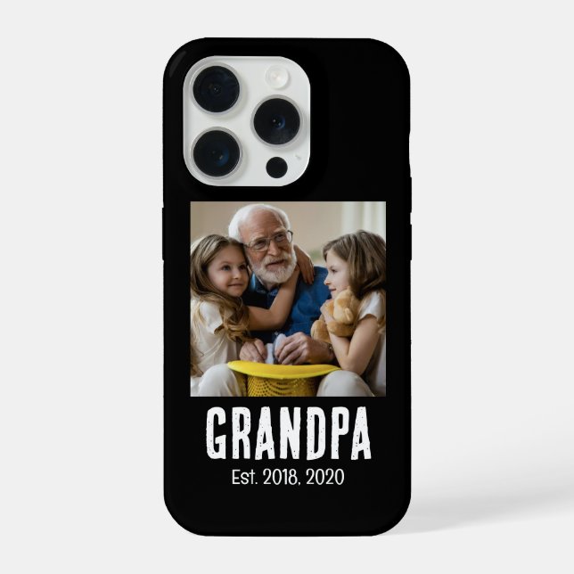 Funda Para iPhone Abuelo Est. Foto de texto grunge blanco (Reverso )