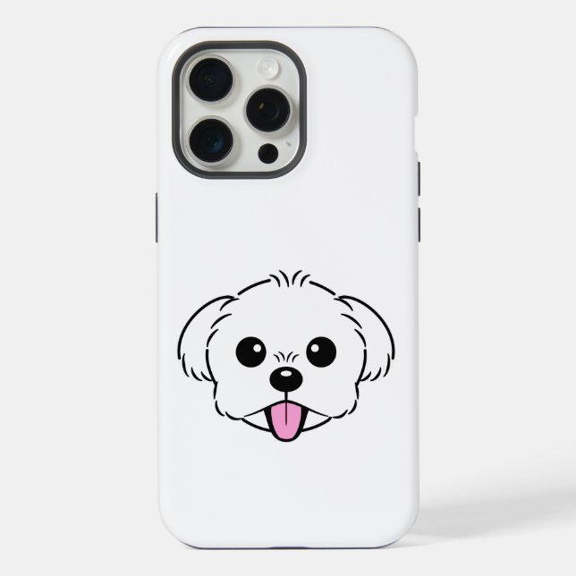 Funda Para iPhone Aburrido perro de la frívola de Bichon blanco pega (Reverso )