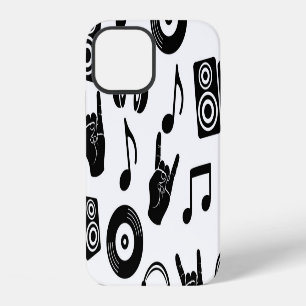 Funda Para iPhone 12 Accesorios musicales: Patrón de cosecha monocromo.