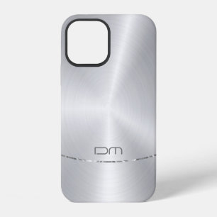 Funda Para iPhone 12 Acento plateado de acero inoxidable faux