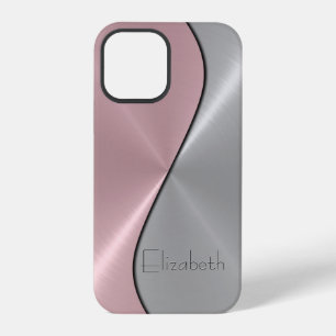 Funda Para iPhone 12 Pro Acero inoxidable plateado y rosa