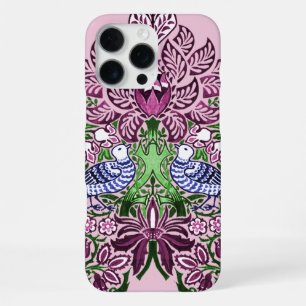 Funda Para iPhone 16 Pro Max Acornados de flores de las aves de arte folclórico