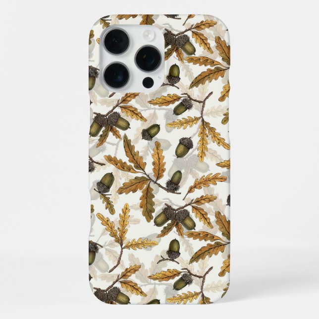 Funda Para iPhone Acorns y hojas de roble en blanco roto (Reverso )
