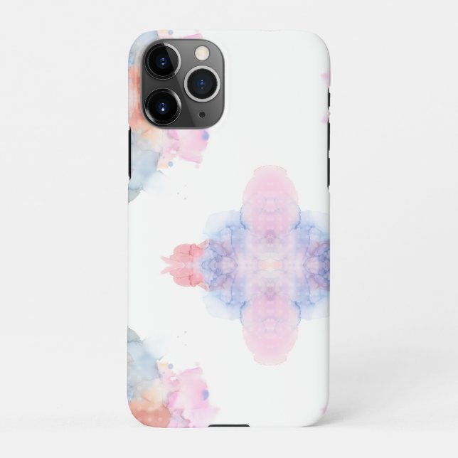 Funda Para iPhone acuarela azul y rosa de los artistas (Reverso)
