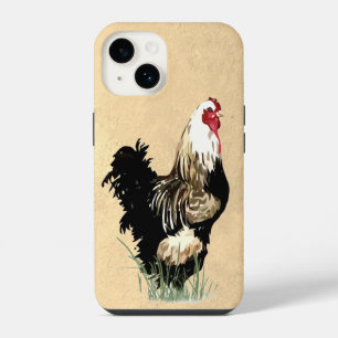 Funda Para iPhone 14 Acuarela Black White Chickens Rooster Bird Art