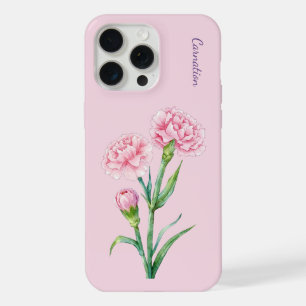 Acuarela Botánica de Clavel Rosa con Nombre Person