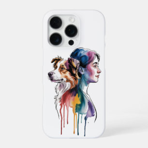 Funda Para iPhone 16 Pro Acuarela Canina Border Collie - Femenina