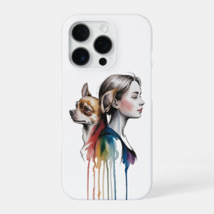 Funda Para iPhone 16 Pro Acuarela Canina Chihuahua - Femenina