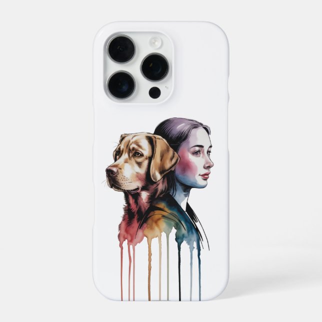 Funda Para iPhone Acuarela Canina Labrador Retriever - Femenina (Reverso)