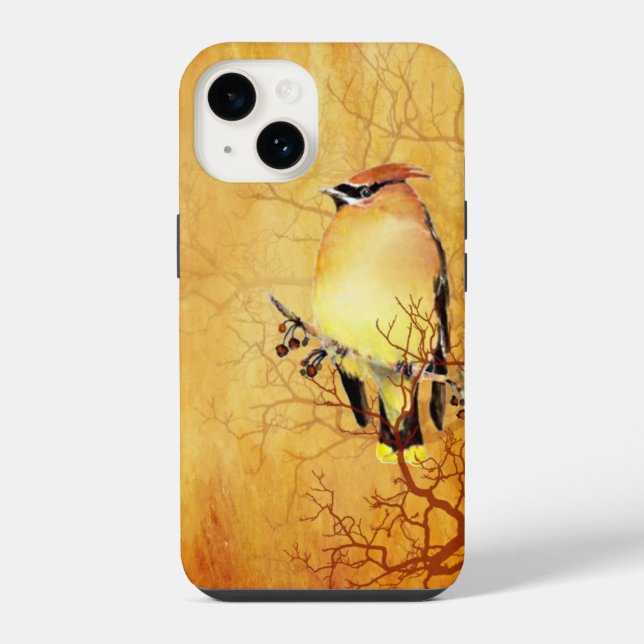 Funda Para iPhone Acuarela Cedar Waxwing Bird Wildlife Art (Reverso )