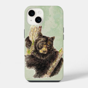 Funda Para iPhone 14 Acuarela Cuidada Pequeña Oso Negro Arte Animal