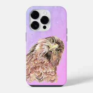 Funda Para iPhone 14 Pro Acuarela Curioso Halcón Judgmental Funny Bird Art
