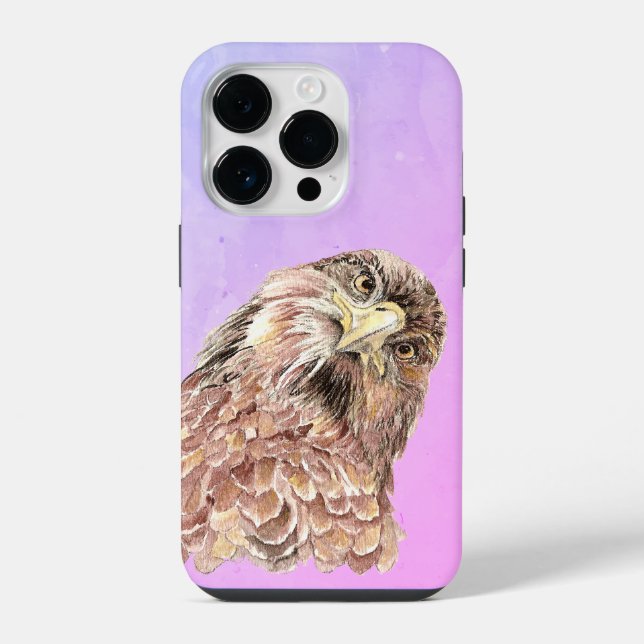 Funda Para iPhone Acuarela Curioso Halcón Judgmental Funny Bird Art (Reverso )