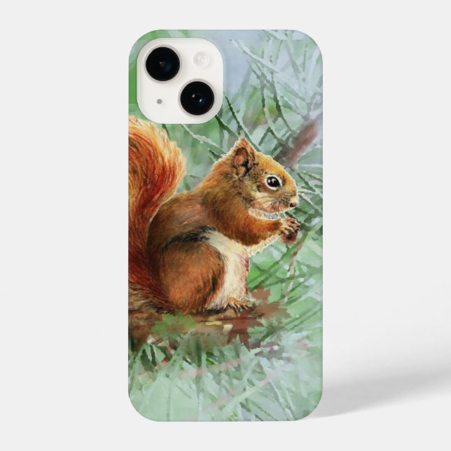 Funda Para iPhone Acuarela Cute Pequeña Ardilla Roja Arte Animal (Reverso )