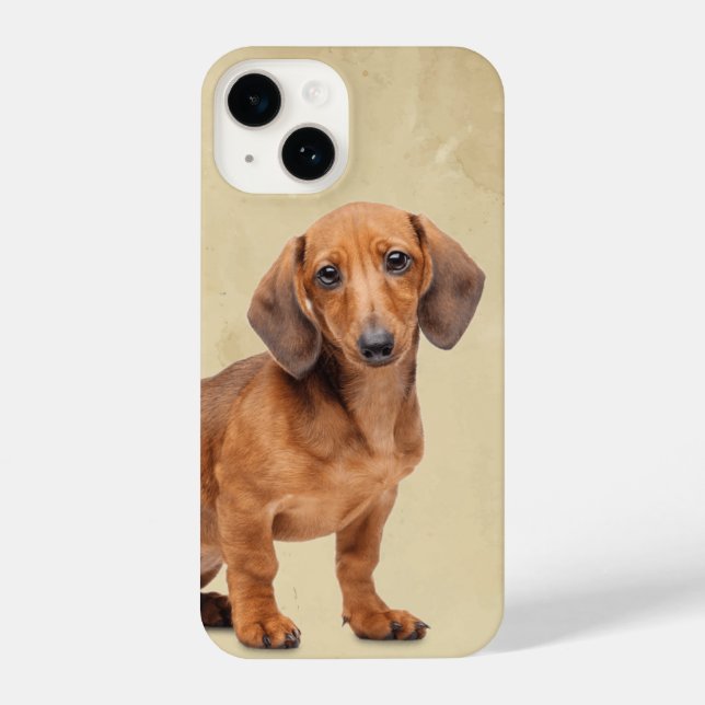 Funda Para iPhone Acuarela Dachshund Dog Mascota Animal (Reverso )