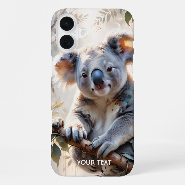 Funda Para iPhone Acuarela de árbol de koala lindo fantástico (Reverso )